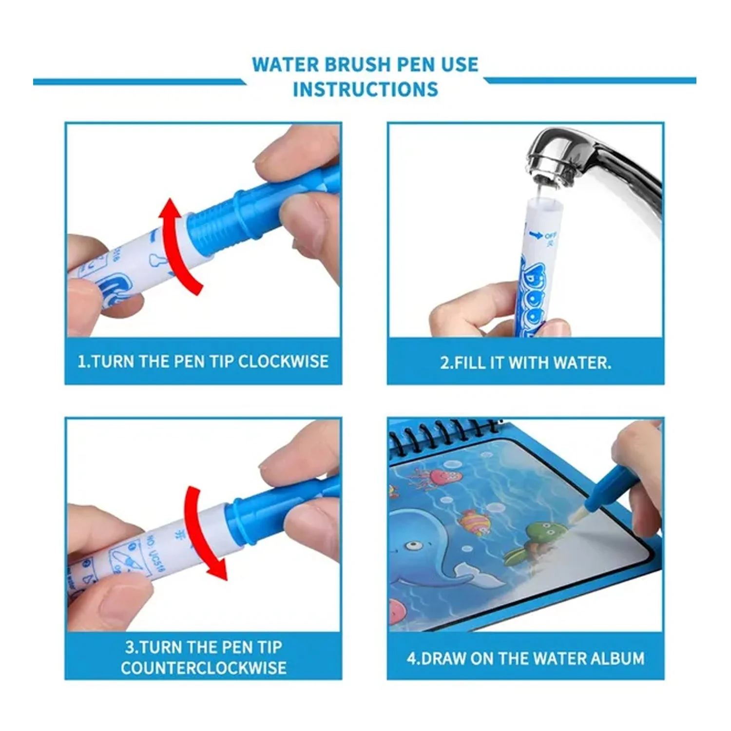 MAGIC WATER QUICK DRY BOOK WATER COLORING BOOK DOODLE WITH MAGIC PEN PAINTING BOARD - Image 5